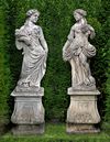 A PAIR OF CONTINENTAL SCULPTED LIMESTONE MODELS REPRESENTING SPRING AND SUMMER, 19TH CENTURY