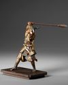 A BRONZE JAPANESE STATUE OF A SAMURAI,  MEIJI PERIOD (1868-1912)