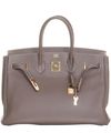 Hermès Birkin 35 Taurillon Clemence Doublure Chevre Etoupe
