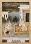 A PRINCE ENTERTAINING HIS MISTRESS WITH MUSICIANS ON A TERRACE, INDIA, 19TH CENTURY