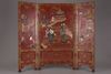 A CHINESE RED LACQUERED FOLDING SCREEN, 19TH-20TH CNTURY