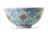 A CHINESE DOUCAI 'FLOWER SCROLL' BOWL, CHINA, QING DYNASTY (1644-1911)