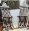 Two wooden mother of pearl inlaid chairs