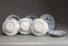 A set of eight Chinese blue and white soup plates