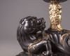 A Chinese zitan and gilt 'twin-qilin' joss-stick holder