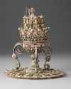 A FINE OTTOMAN PARCEL-GILT ENAMELLED SILVER FILIGREE CENSER, 18TH CENTURY