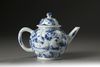 A blue and white moulded 'boys' teapot