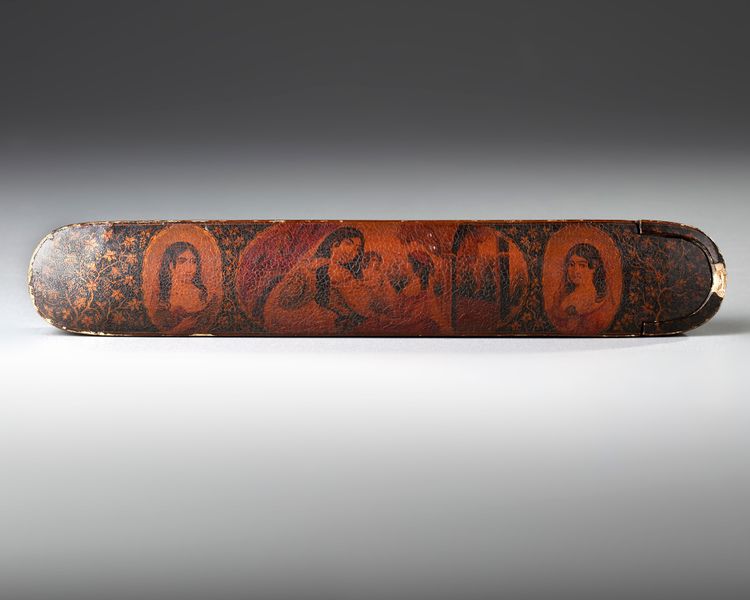 A QAJAR LACQUERED PAPIER-MACHÉ QALAMDAN (PEN BOX), PERSIA, 19TH CENTURY