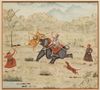 A PAINTING DEPICTING  A HUNTING SCENE, INDIA, 20TH CENTURY