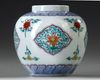 A CHINESE DOUCAI 'LOTUS' JAR AND COVER, QING DYNASTY (1644-1911)