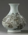 A Chinese en-grisaille decorated 'landscape' vase