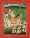 AN EQUESTRIAN PORTRAIT OF MAHARAJA MAN SINGH OF JODHPUR, RAJASTHAN INDIA, 19TH CENTURY