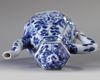 A small Chinese blue and white hexagonal ewer and cover