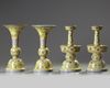 A Chinese yellow-ground famille rose altar set