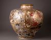 A large satsuma vase with tsuru motive
