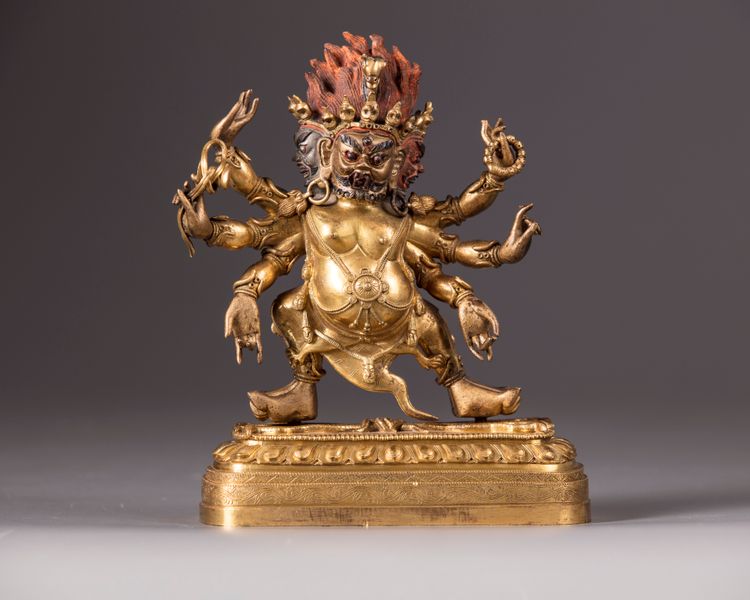 A gilt bronze figure of Mahakala Vajra