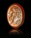 A ROMAN CARNELIAN INTAGLIO BUST OF EMPEROR, CIRCA 2ND-3RD CENTURY A.D.
