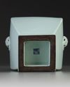 A Chinese 'clair de lune' glazed square-section hu vase