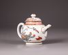 A Chinese Dutch-decorated carved-surface 'three friends of winter' teapot