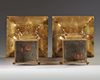 A large pair of Chinese gilt bronze archaistic square-section flaring vases, gu