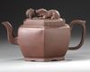 A Chinese Yixing hexagonal teapot and cover