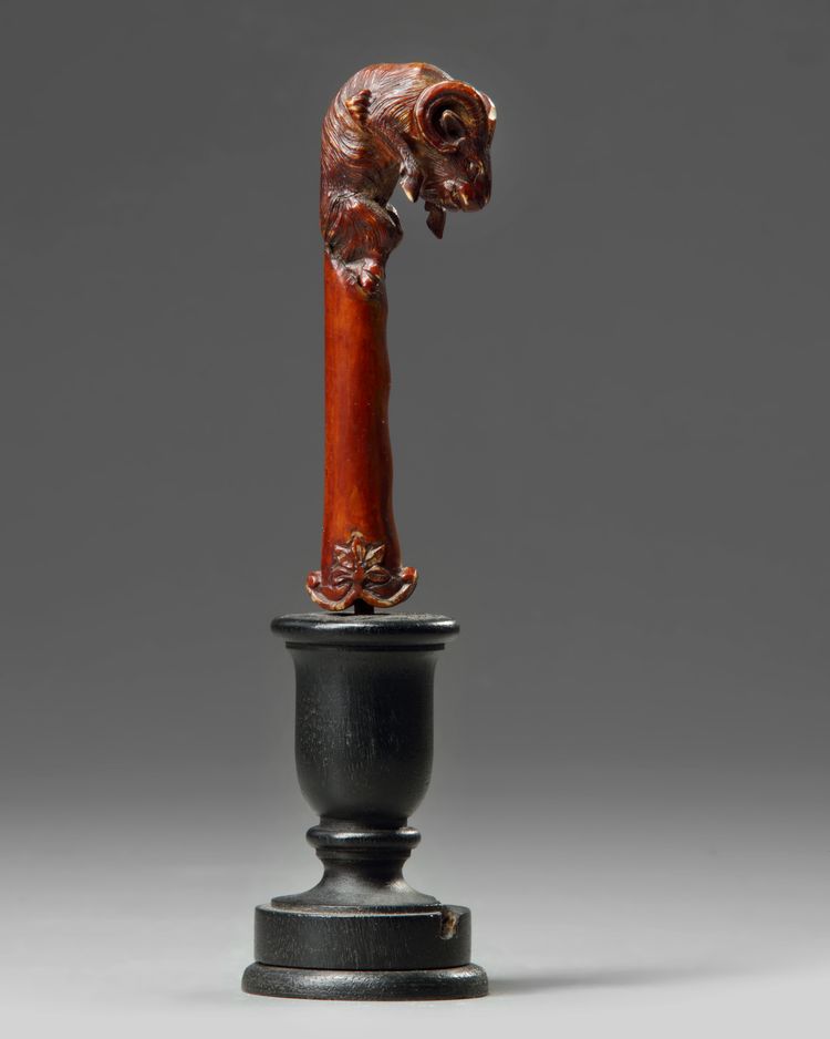 A carved Mughal ivory dagger handle