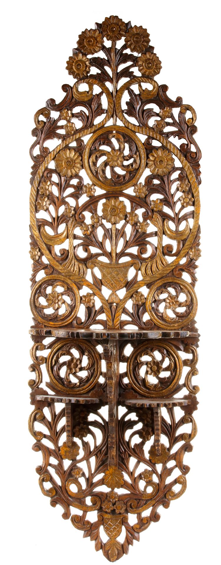 AN OTTOMAN GILT DECORATED PAINTED WOOD TURBAN STAND (KAVUKLUK), TURKEY, 19TH CENTURY