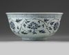 A Chinese blue and white 'floral scroll' bowl