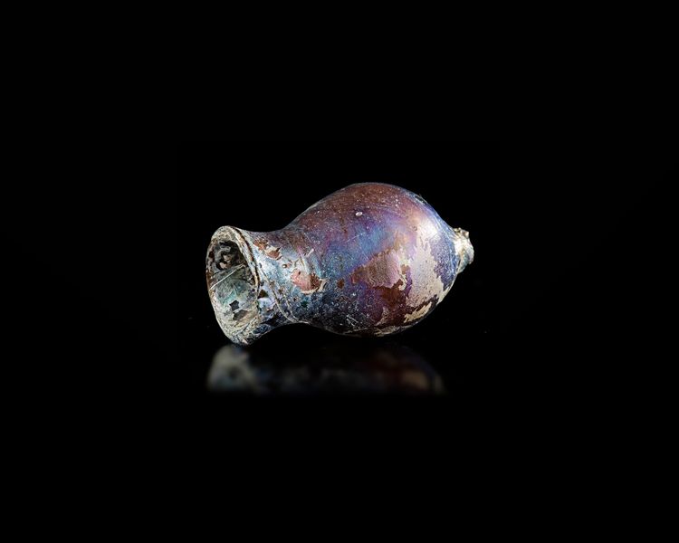 A SMALL BLUSTER SHAPED FLASK WITH POINTED BASE, PERSIA, 10TH-12TH CENTURY