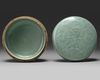 A Korean celadon-glazed ‘chrysanthemum’ round box and cover