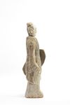 A Chinese painted pottery model of a standing warrior