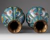 A pair of Chinese cloisonné enamel 'goldfish' hexafoil vases