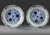 A PAIR OF CHINESE BLUE AND WHITE 'LOTUS' DISHES, GUANGXU SIX-CHARACTER MARK AND OF PERIOD