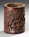 A CHINESE BAMBOO CARVED BRUSH POT – 18TH /19TH CENTURY