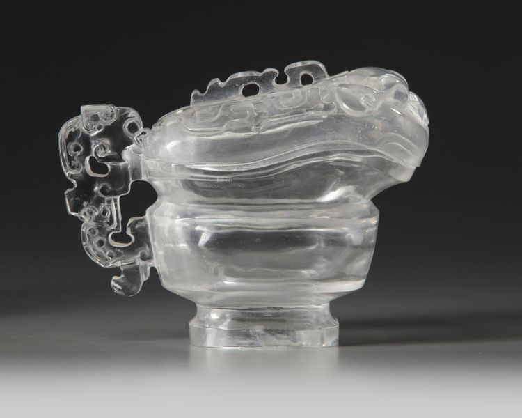 A Chinese rock crystal yi and cover