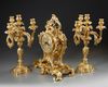 A FRENCH ORMOLU CLOCK SET, 19TH CENTURY