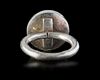 AN AGATE SET SILVER RING, 19TH CENTURY