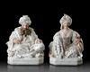 A PAIR OF JACOB PETIT PORCELAIN FIGURAL CONTAINERS IN THE FORM OF A SEATED SULTAN AND SULTANA