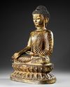 A  LARGE SINO-TIBETAN GILT BRONZE SEATED BUDDHA, 19TH CENTURY