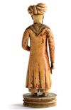 AN INDIAN STAINED AND PAINTED IVORY FIGURE, INDIA, 19TH CENTURY