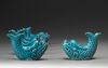 Six Chinese turquoise-enamelled 'dragon carp' water droppers