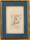A SAFAVID-STYLE PERSIAN MINIATURE PAINTING OF A SEATED LADY, 19TH/20TH CENTURY