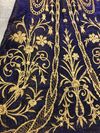 AN OTTOMAN DEEP BLUE EMBROIDERED VELVET WEDDING ROBE, TURKEY, 19TH CENTURY