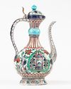 AN IZNIK-STYLE POTTERY EWER, FRANCE, 19TH CENTURY