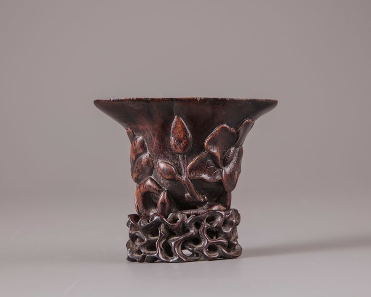 A Chinese bamboo 'magnolia' libation cup
