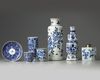 A group of seven Chinese blue and white vessels