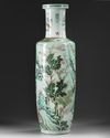 A CHINESE FAMILLE VERTE ROULEAU VASE