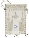AN ANTIQUE OTTOMAN MONEY BAG (KESE) WITH FINE SILVER AND GOLD EMBROIDERY