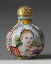 A CHINESE PAINTED ENAMEL PAINTED 'EUROPEAN SUBJECT' SNUFF BOTTLE