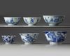 Six Chinese blue and white bowls